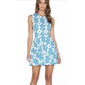 Diane Von Furstenberg Sleeveless Jeannie Floral Leaf Blue White Dress Size 4